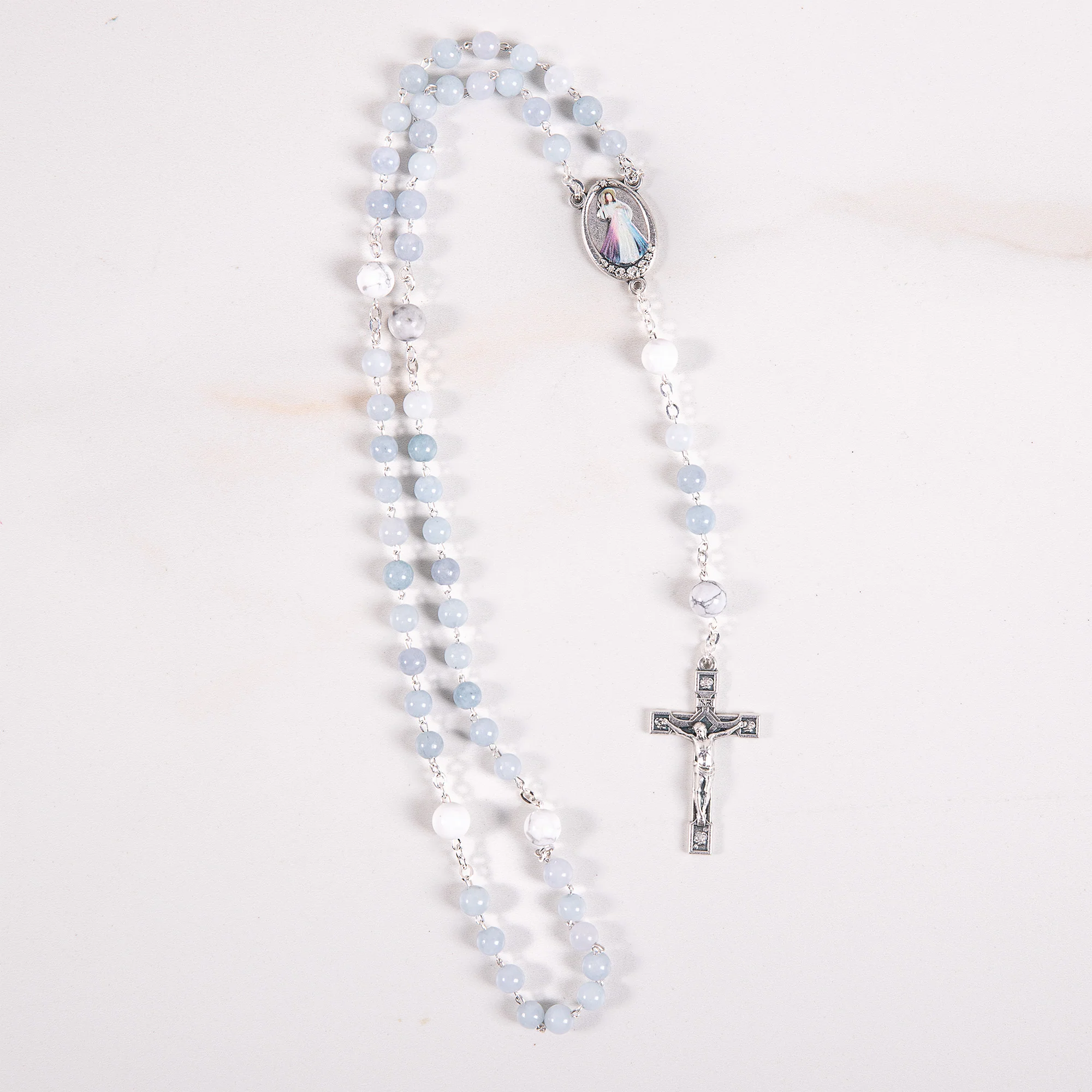 Angelite & Aulite Divine Mercy Chaplet Rosary - Image 3