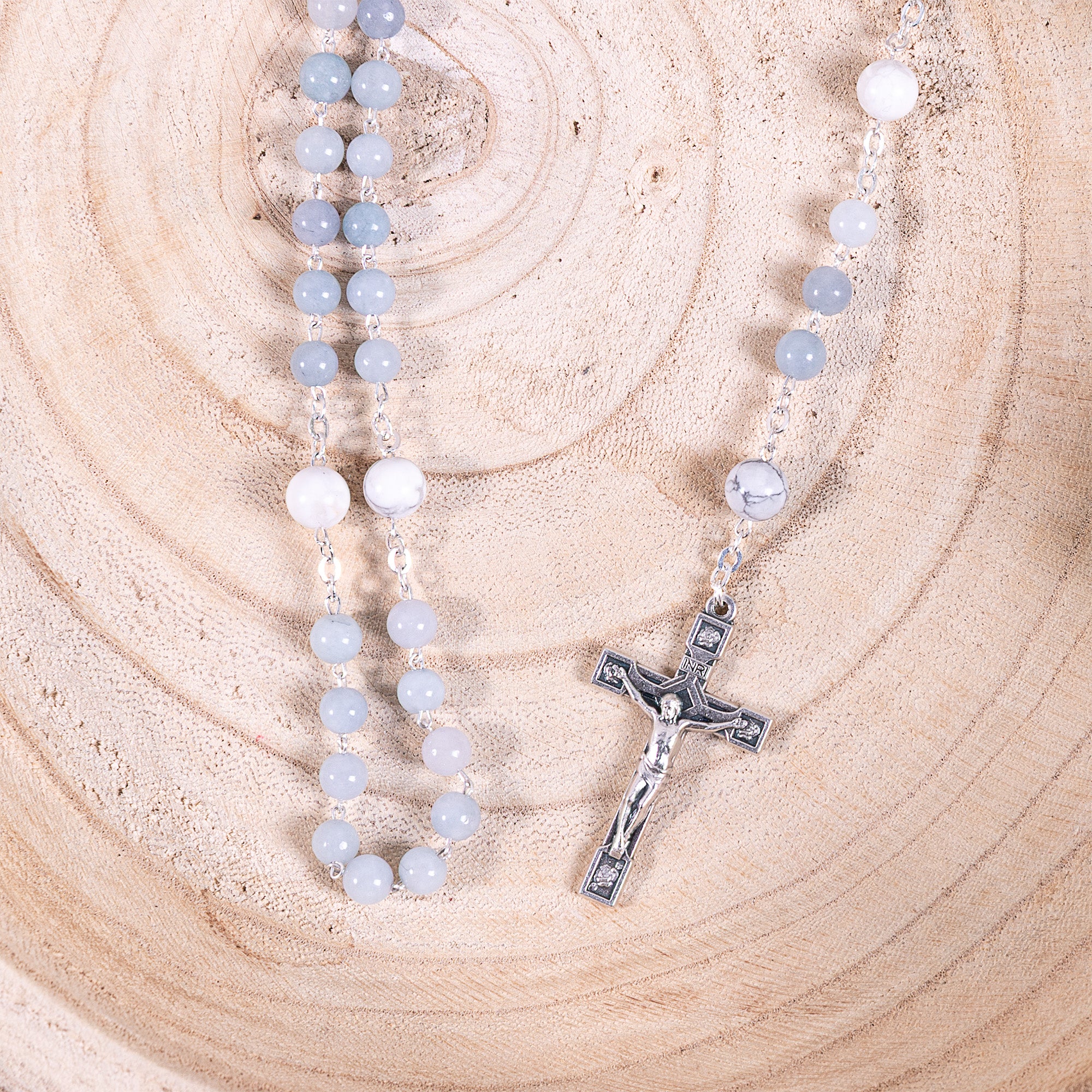 Angelite & Aulite Divine Mercy Chaplet Rosary - Image 5