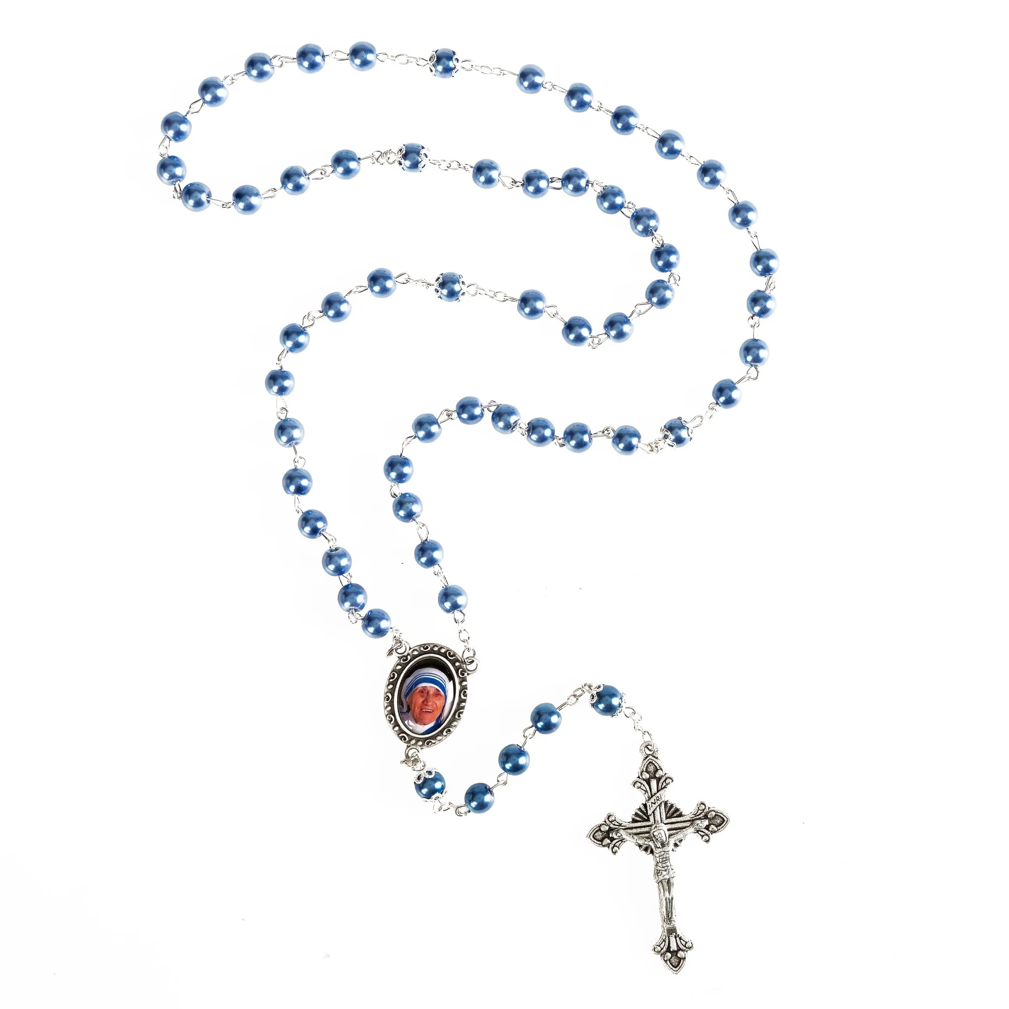 Blue Pearl Mother Teresa Rosary - Image 3