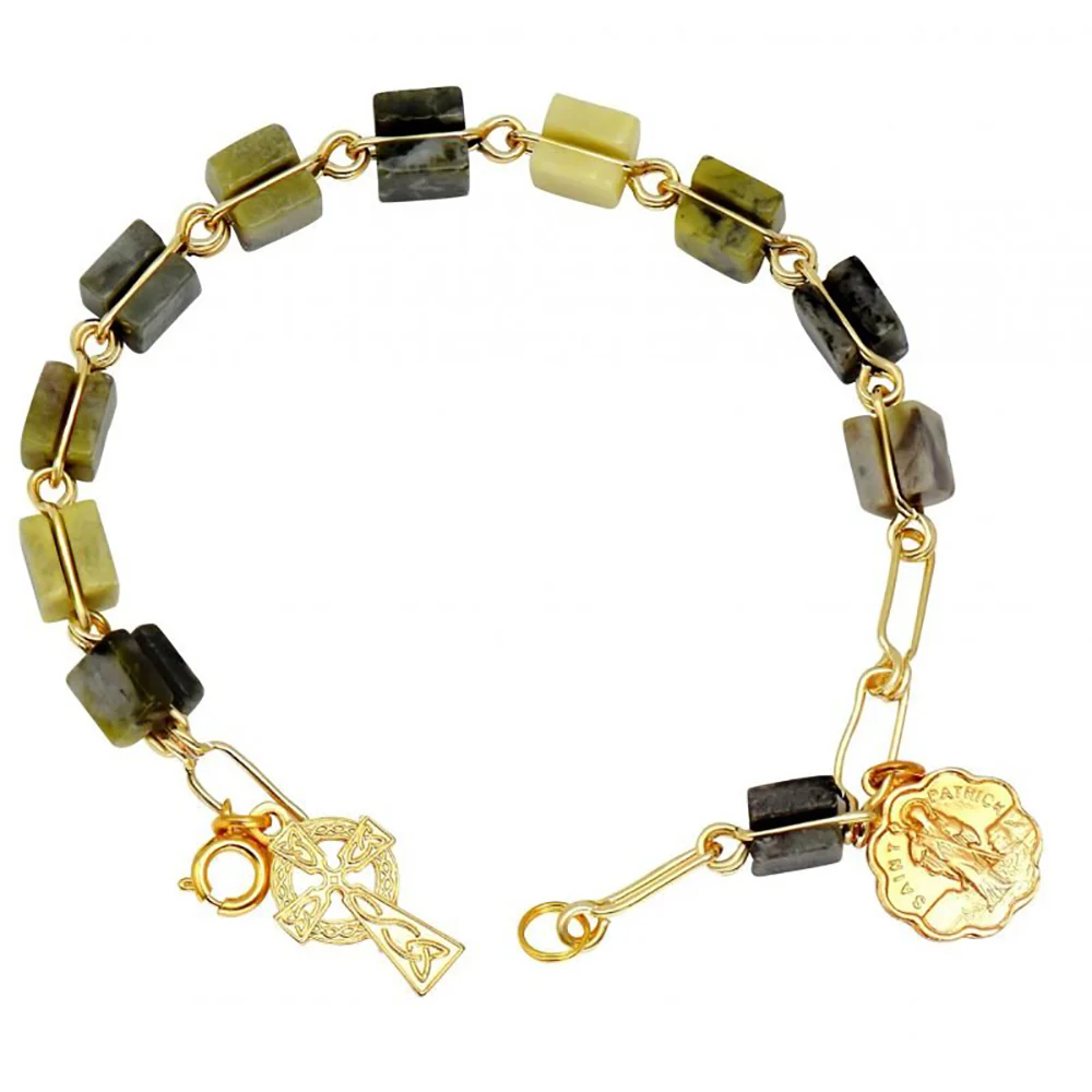 Connemara Marble & Gold Rosary Bracelet - Image 3