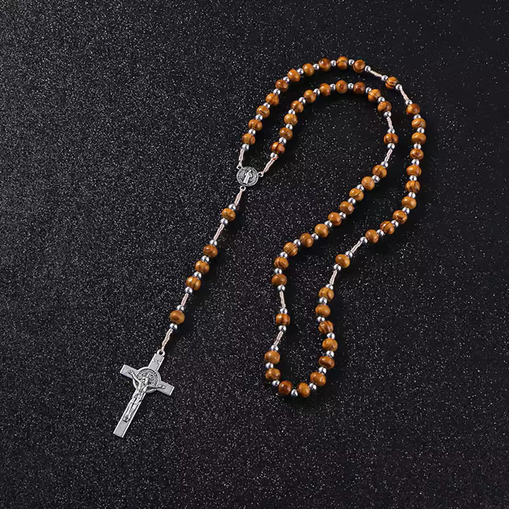 Corded St. Benedict Wood Rosary - Pack of 12 - Image 5
