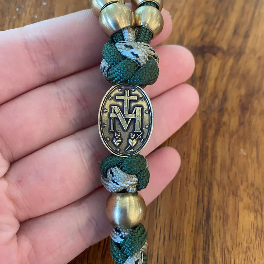 Deluxe Brass Miraculous Medal Paracord Rosary - Image 3