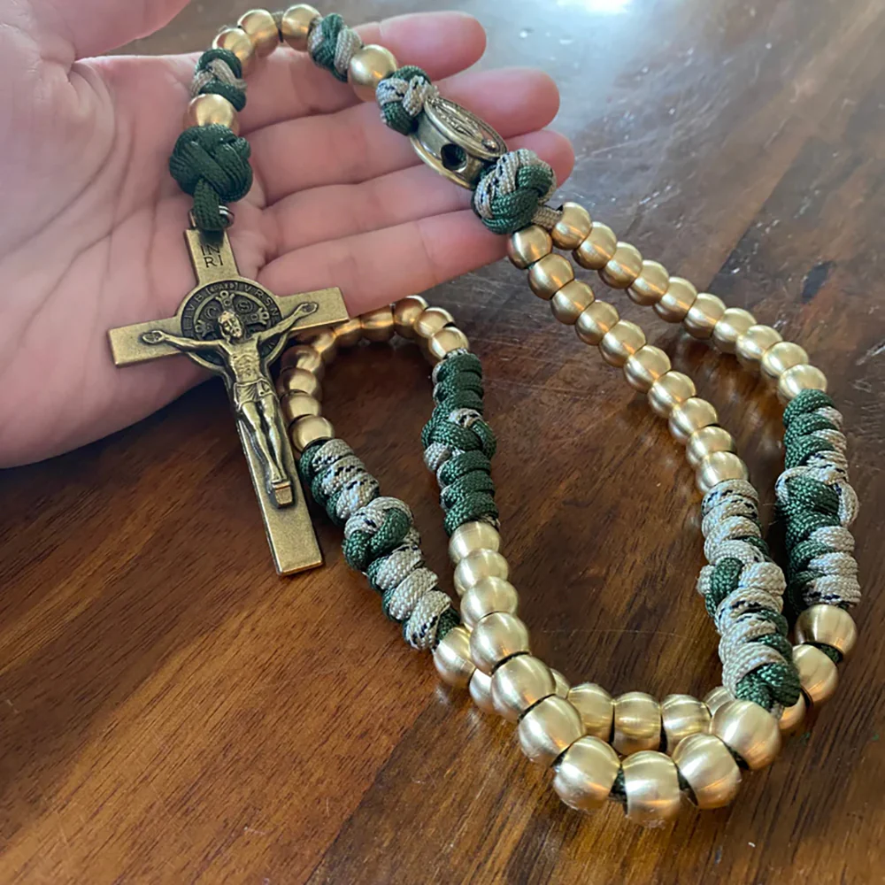 Deluxe Brass Miraculous Medal Paracord Rosary - Image 4