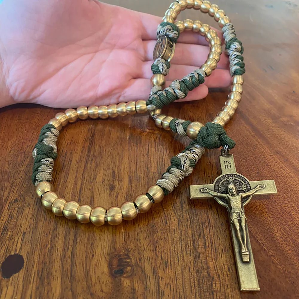 Deluxe Brass Miraculous Medal Paracord Rosary - Image 5
