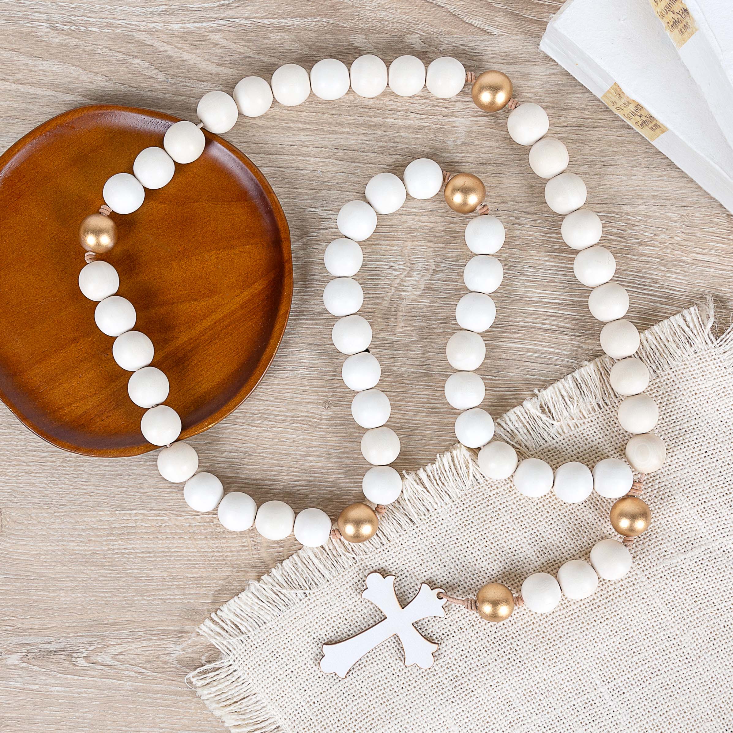 Exclusive White & Gold Table Rosary - Image 3