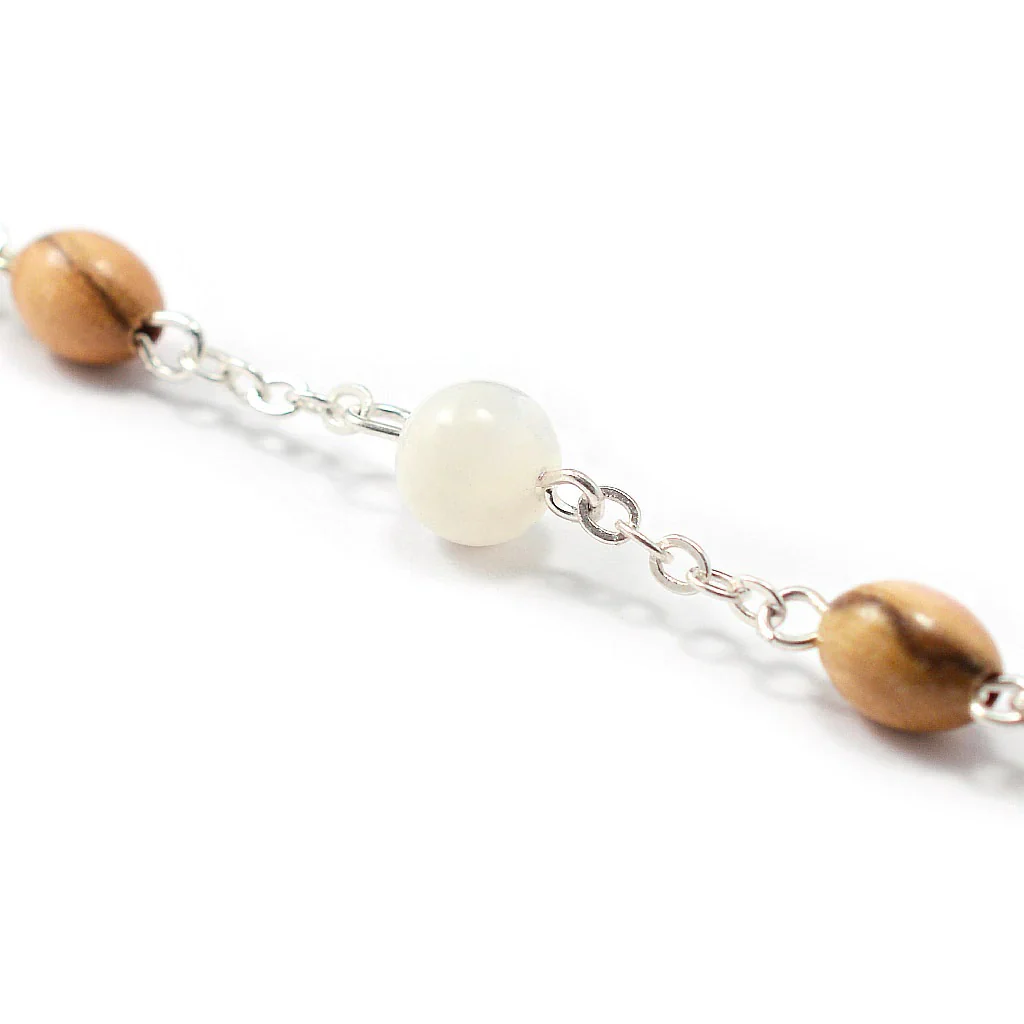 Olive Wood & Mother of Pearl Holy Mass Rosary - Image 4