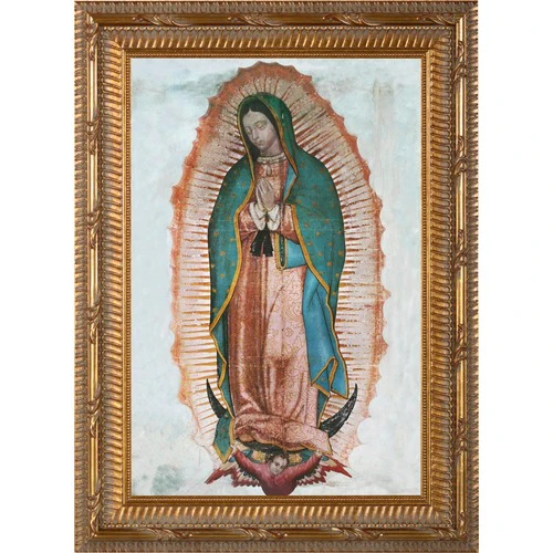 Our Lady of Guadalupe on Canvas w/ Ornate Gold Frame - Image 4