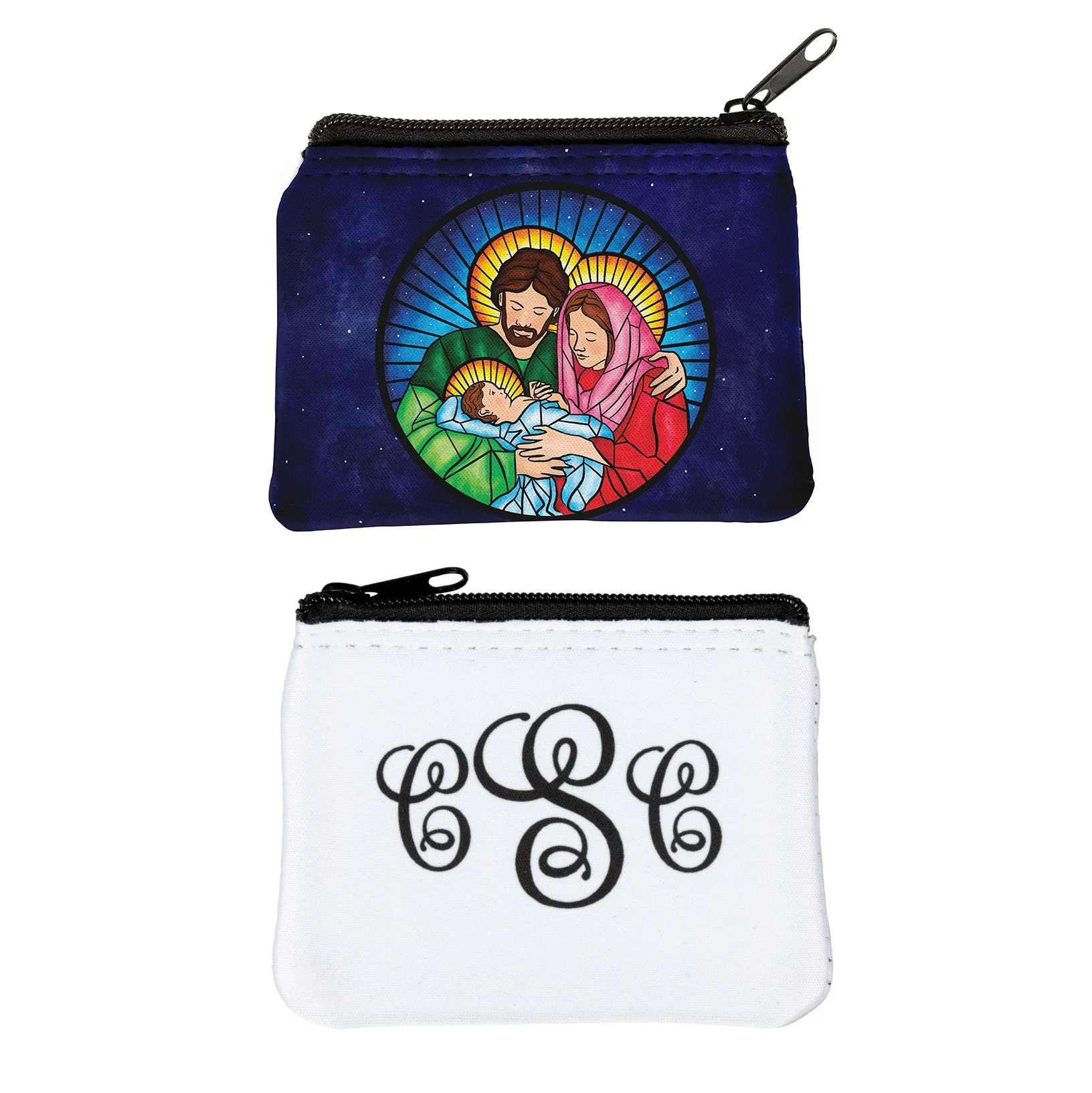 Personalized Holy Family Stained Glass Rosary Pouch - Image 3