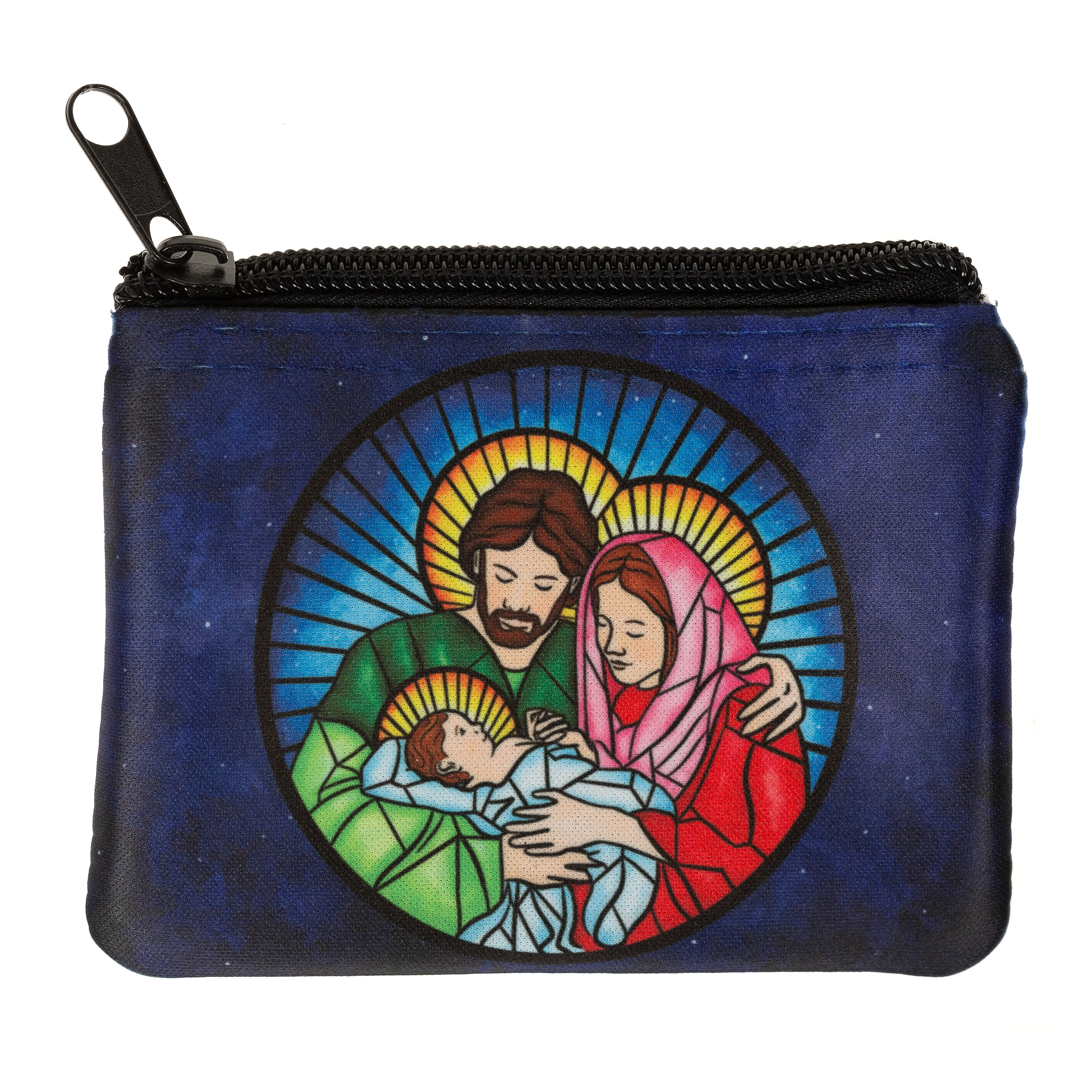 Personalized Holy Family Stained Glass Rosary Pouch - Image 4