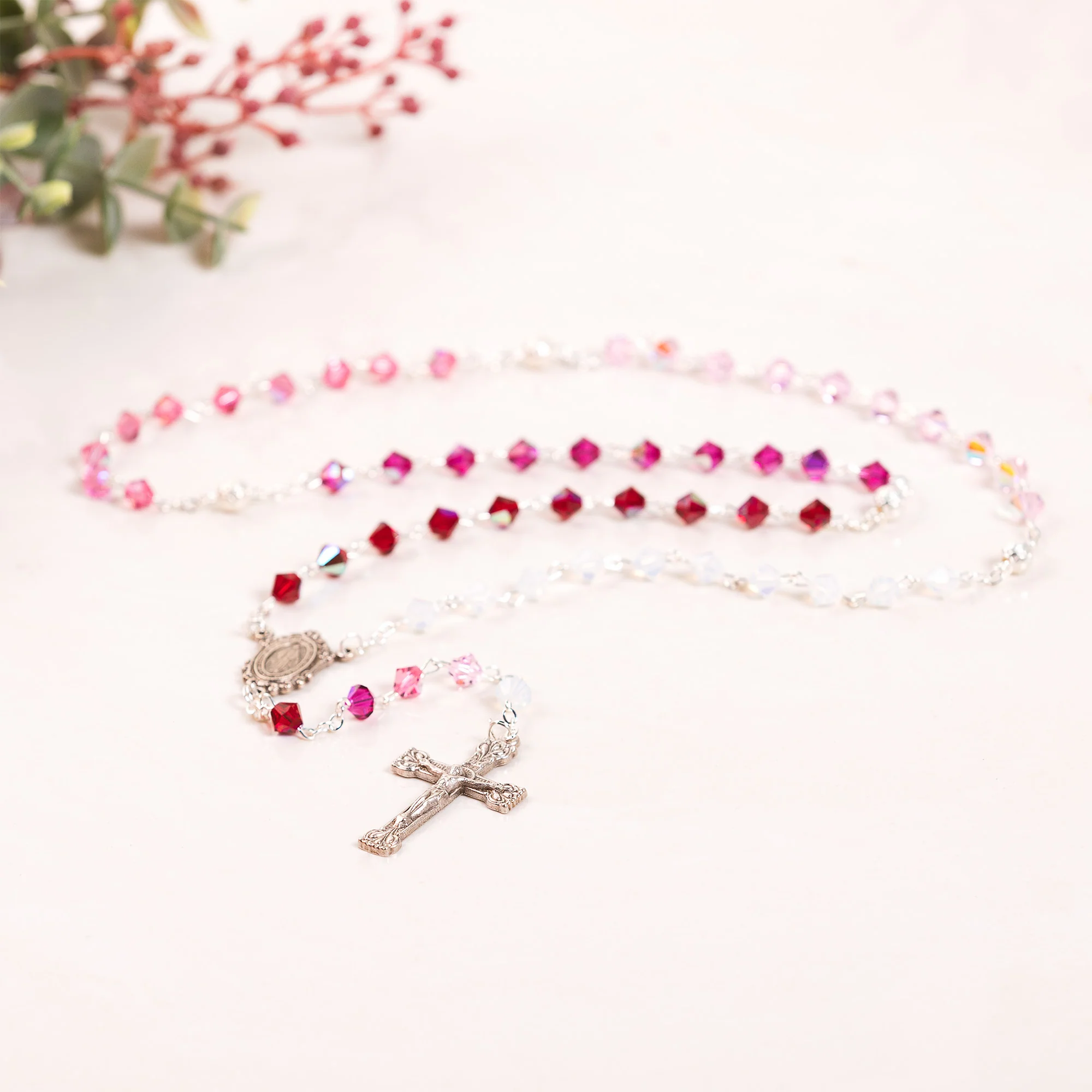 Pink Ombre Italian  Rosary - Image 3