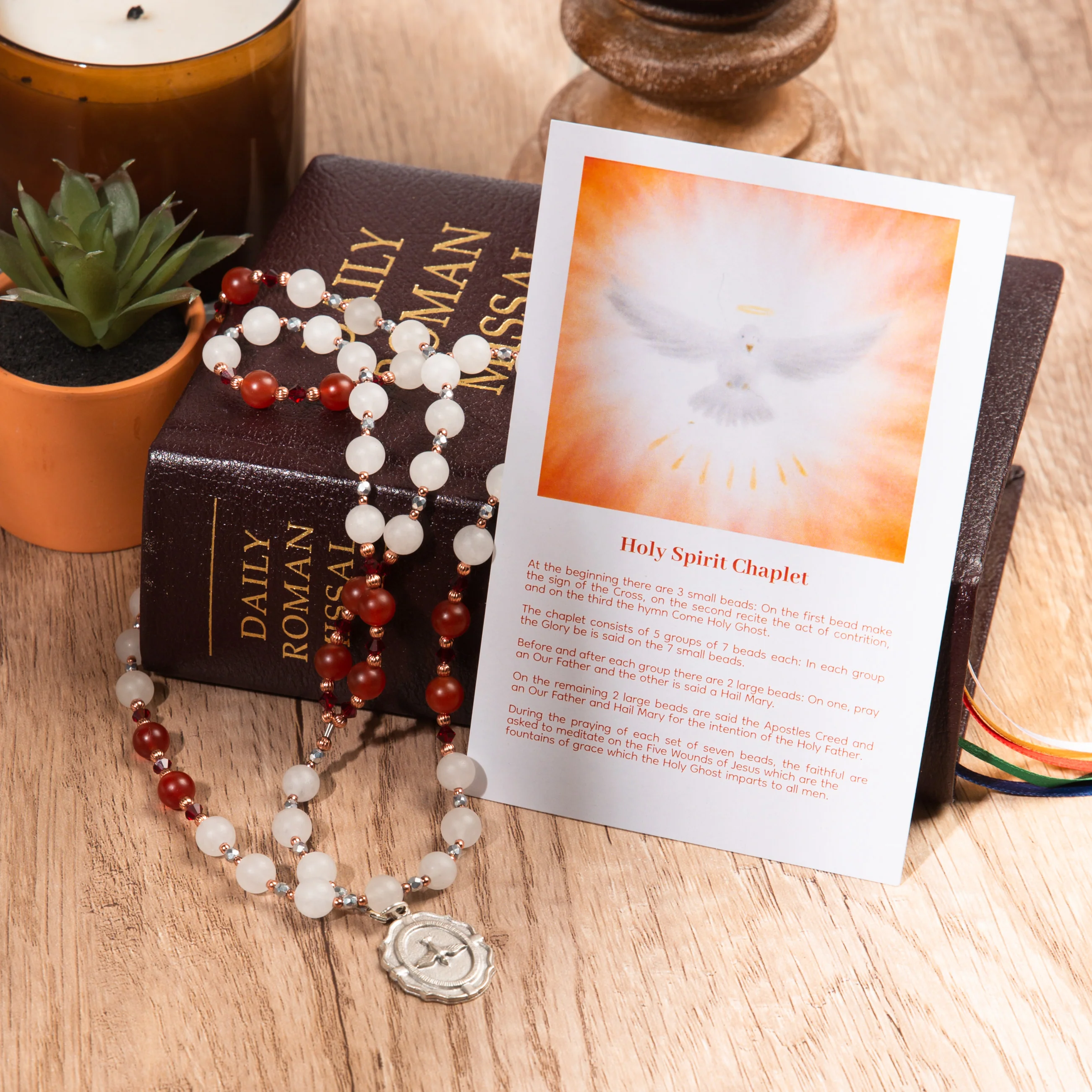 Red & White Carnelian Holy Spirit Chaplet - Image 3