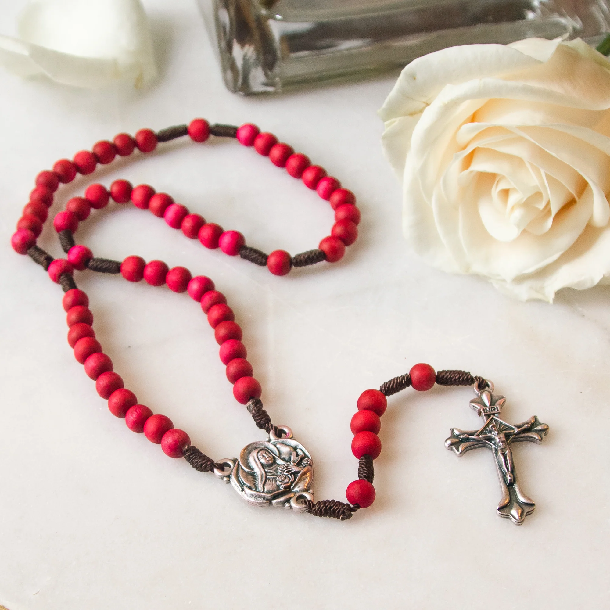 Rose Scented Corded St. Therese Rosary - Image 3