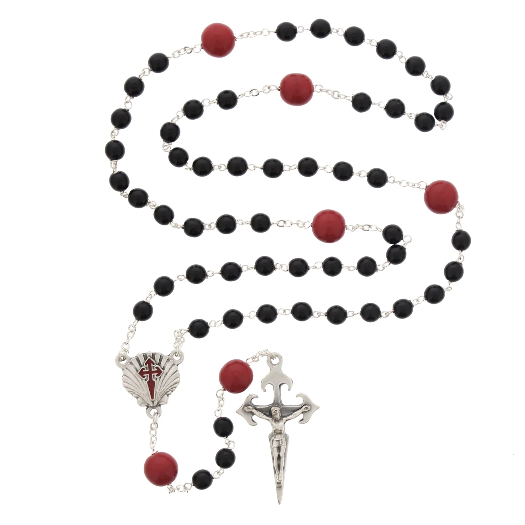 Santiago Red & Black Glass Bead Rosary - Image 3