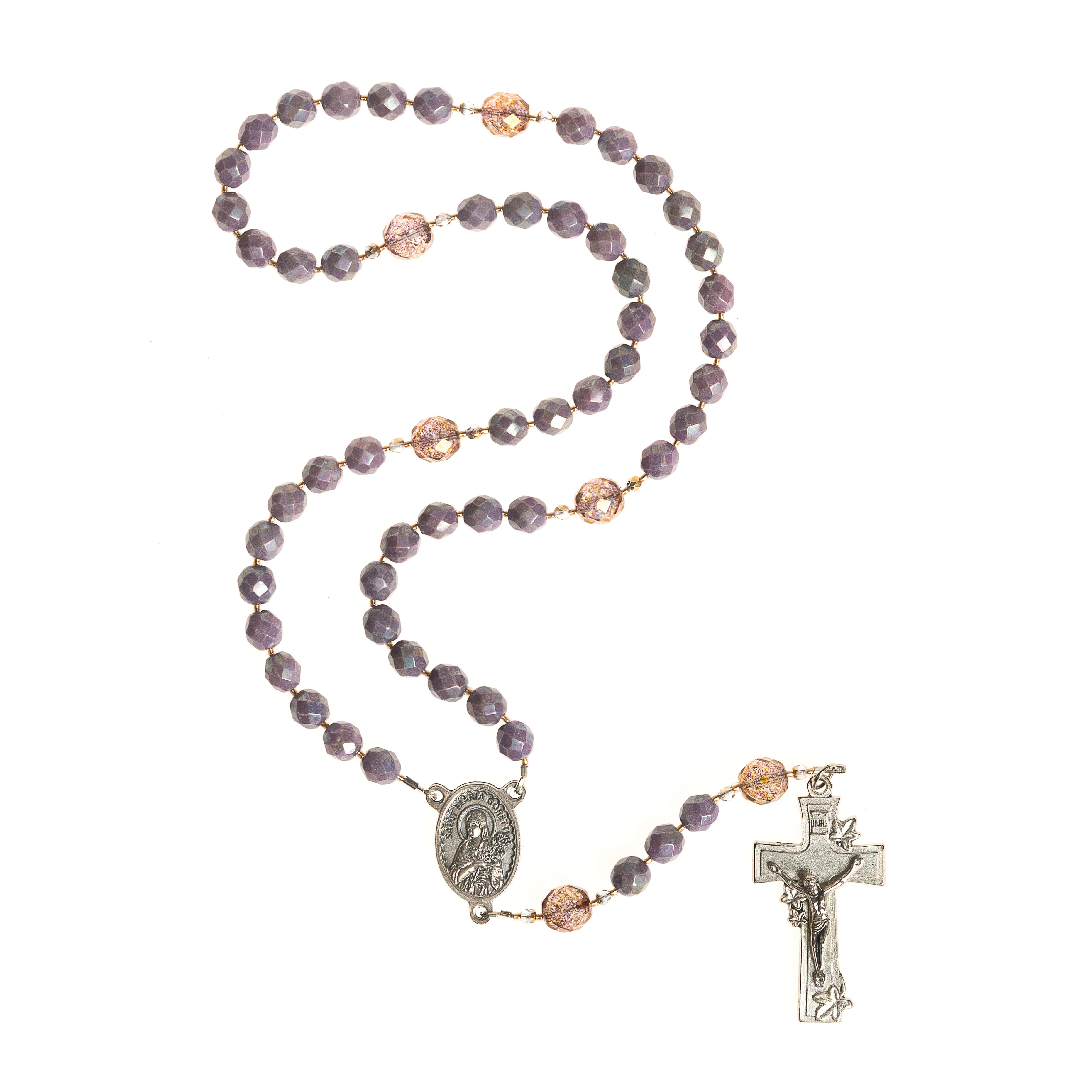 St. Maria Goretti Fire-Polished Crystal Rosary - Image 3