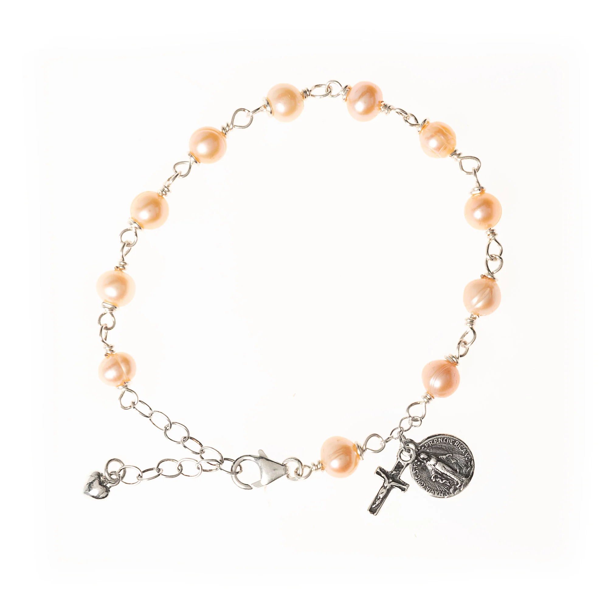 Sterling & Pink Freshwater Pearl Rosary Bracelet - Image 3